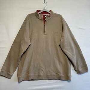 Columbia Mens XXL Tan Olive 1/4 Zip Pullover‎ Sweatshirt Reinforced Elbows Cozy